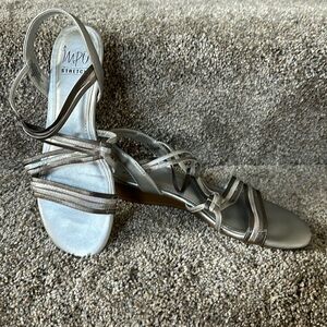 Impo Stretch “Rania” Silver & Gray Wedge Sandals